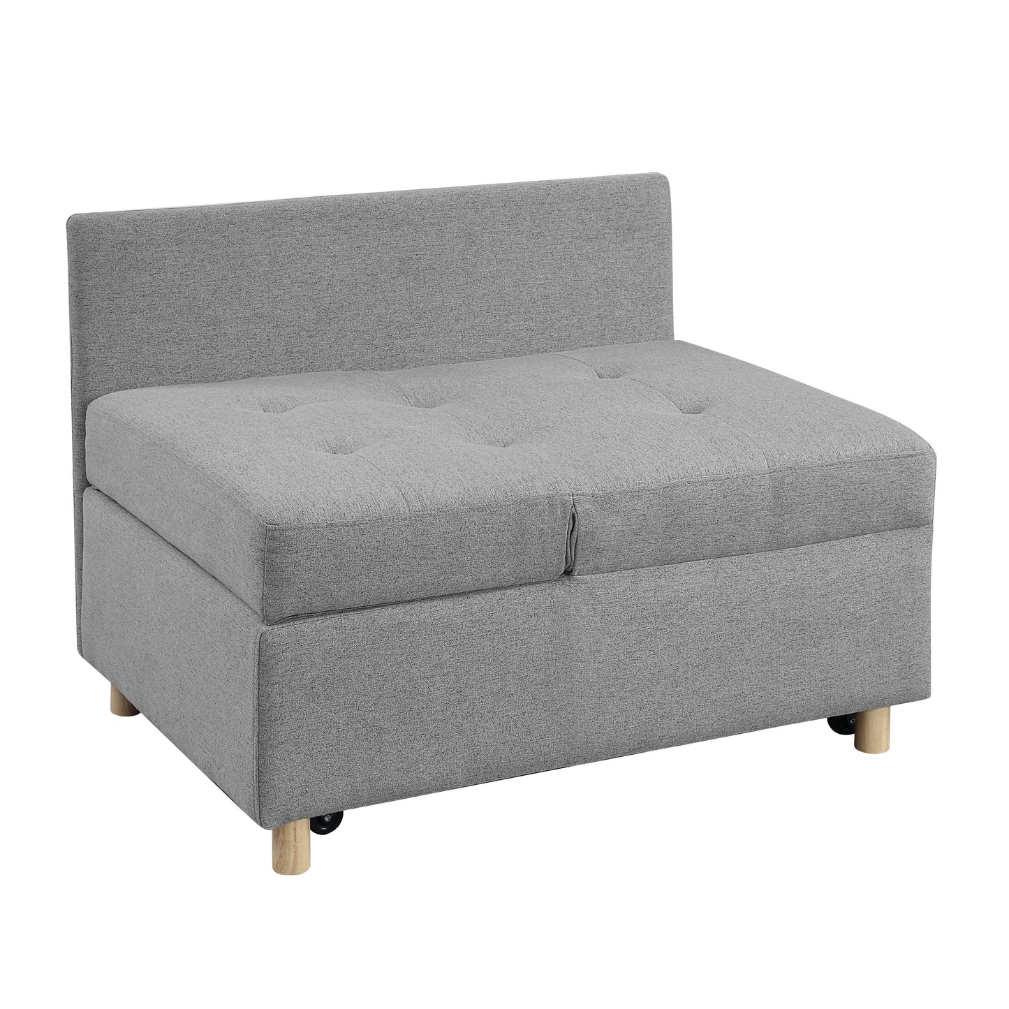 Gray 27.13 4-in-1 Single Convertible Single Sofa Bed with 6 Position Adjustable Back and 2 Pillows for Living Room