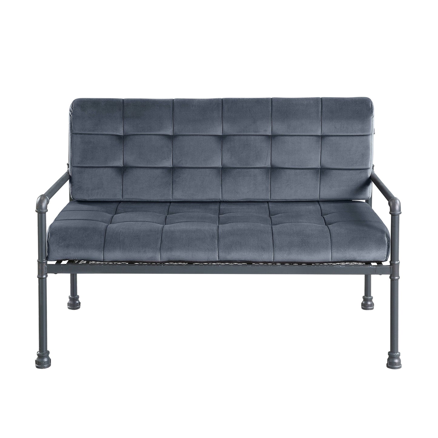 Gray 51 Velvet Button Tufted Loveseat Sofa with Memory Foam Seat Cushion for Living Room