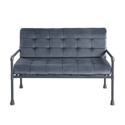 Gray 51 Velvet Button Tufted Loveseat Sofa with Memory Foam Seat Cushion for Living Room