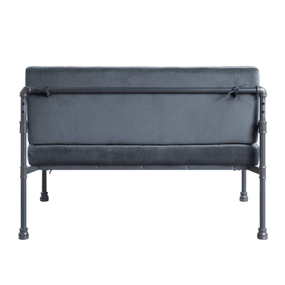 Gray 51 Velvet Button Tufted Loveseat Sofa with Memory Foam Seat Cushion for Living Room