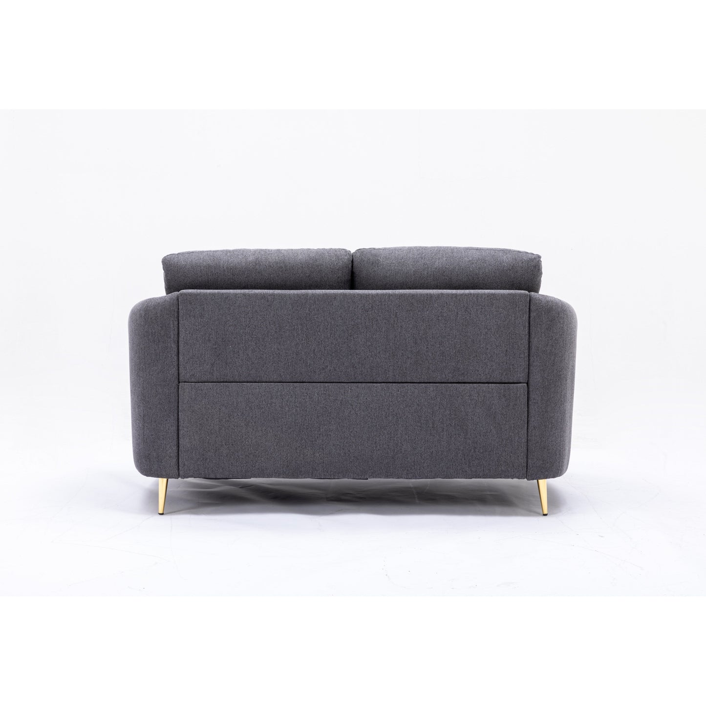 Gray 60 Linen Loveseat Sofa with Gold Metal Legs and Plush Seat Cushions for Living Room