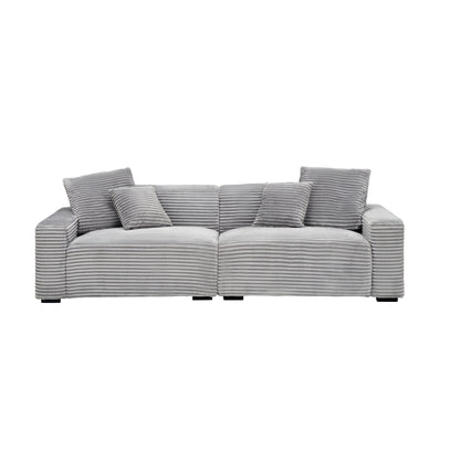 Gray Modern 104.72 Corduroy 4-seat Sofa with 4 Throw Pillows for Living Room