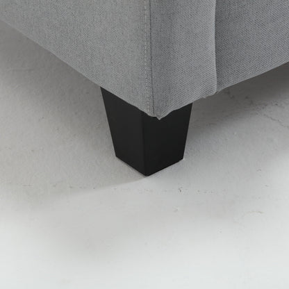 Gray Modern 79 Button Tufted Linen Upholstered 3-seater Sofa with 2 USB Ports and Solid Square Plastic Foot