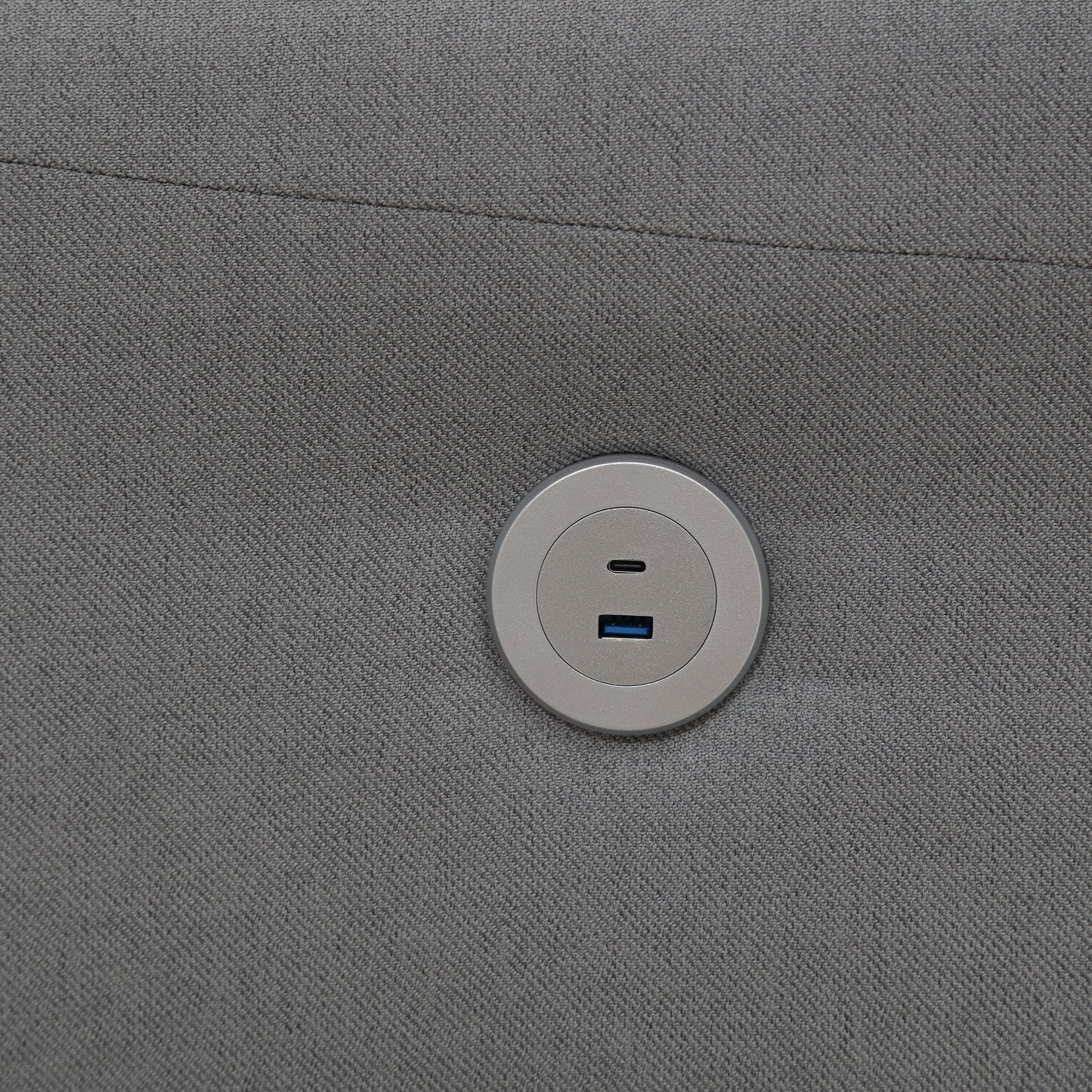 Gray Modern 79 Button Tufted Linen Upholstered 3-seater Sofa with 2 USB Ports and Solid Square Plastic Foot