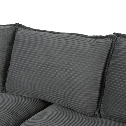 Gray Modern 85.4 Corduroy Upholstered Loveseat Sofa with 2 Decorative Throw Pillows for Living Room