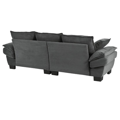 Gray Modern 85.4 Corduroy Upholstered Loveseat Sofa with 2 Decorative Throw Pillows for Living Room
