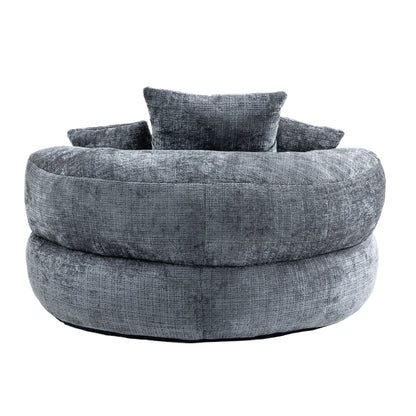 Gray Oversized Chenille Bean Bag Sofa with Pillows