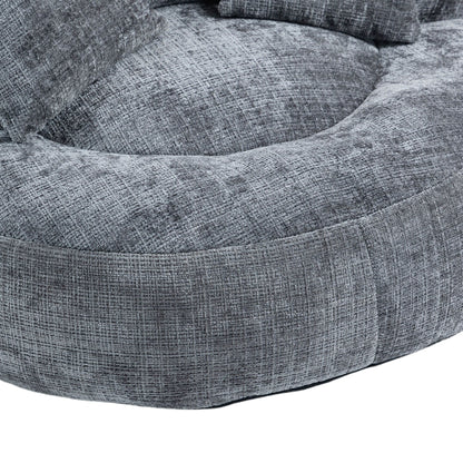 Gray Oversized Chenille Bean Bag Sofa with Pillows