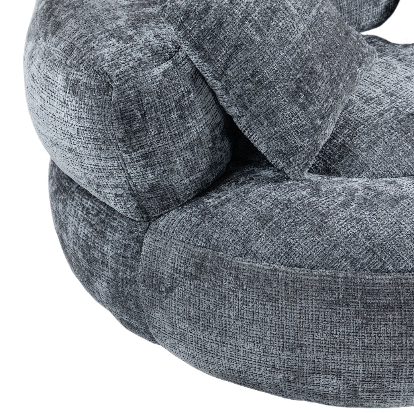 Gray Oversized Chenille Bean Bag Sofa with Pillows