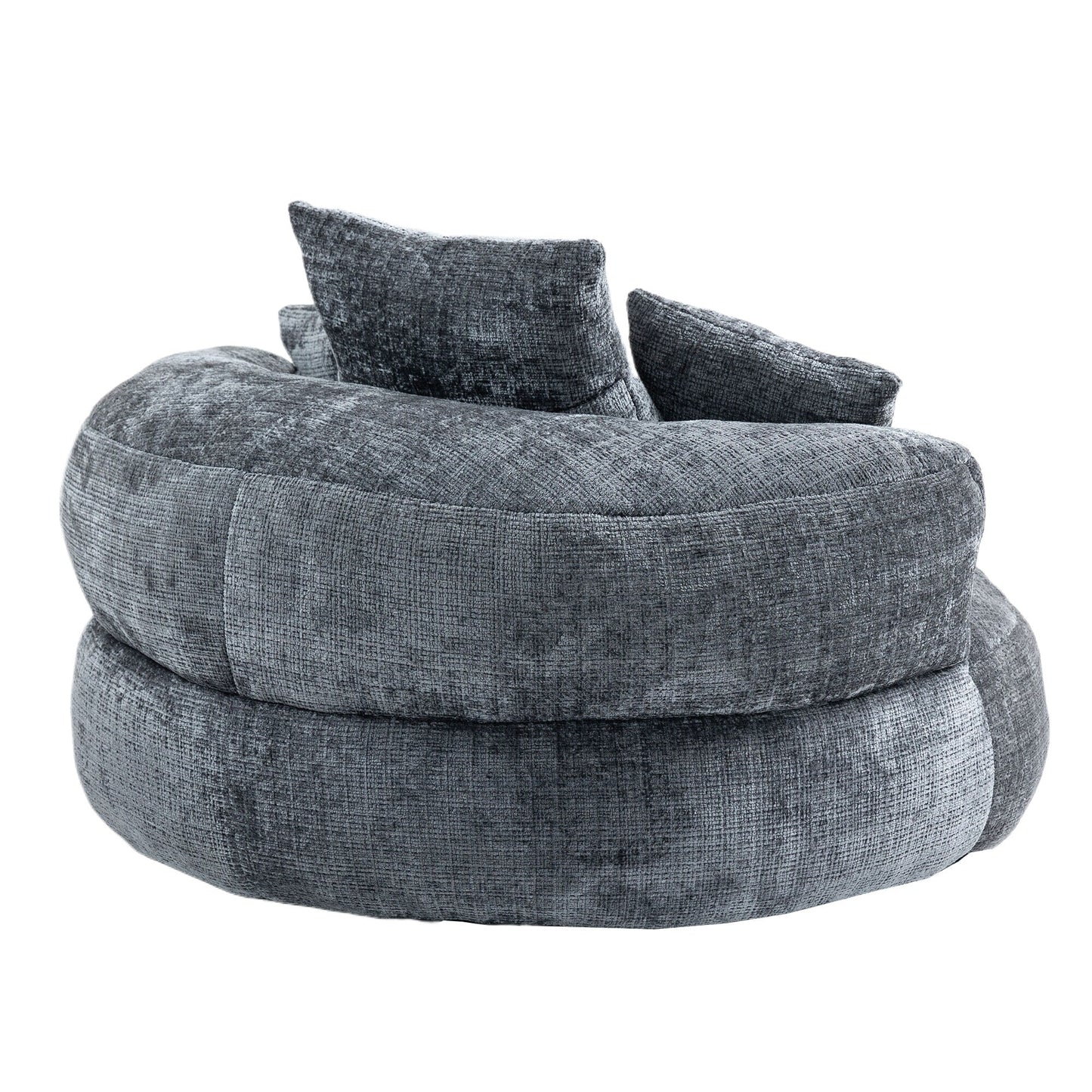 Gray Oversized Chenille Bean Bag Sofa with Pillows