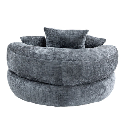 Gray Oversized Chenille Bean Bag Sofa with Pillows