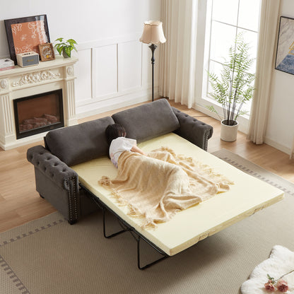 Gray Polyester 3-seater Convertible Pullout Sofa Bed