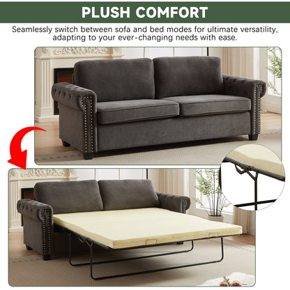 Gray Polyester 3-seater Convertible Pullout Sofa Bed