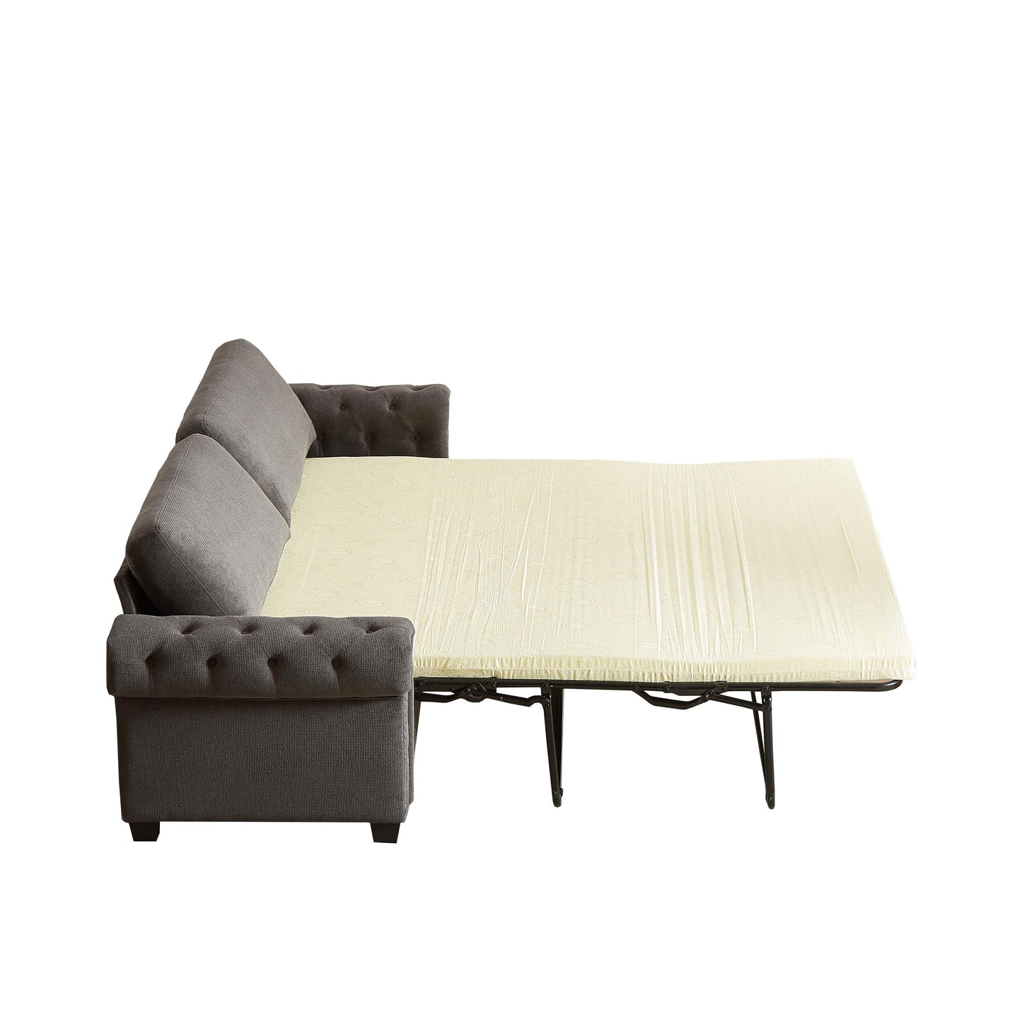 Gray Polyester 3-seater Convertible Pullout Sofa Bed