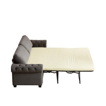 Gray Polyester 3-seater Convertible Pullout Sofa Bed