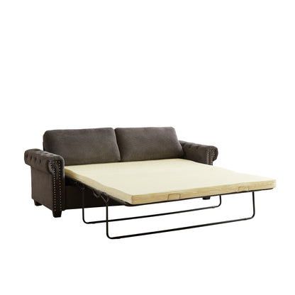 Gray Polyester 3-seater Convertible Pullout Sofa Bed