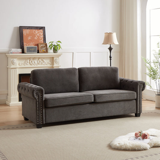 Gray Polyester 3-seater Convertible Pullout Sofa Bed