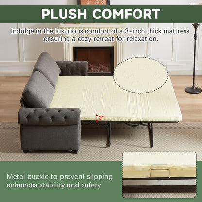 Gray Polyester 3-seater Convertible Pullout Sofa Bed