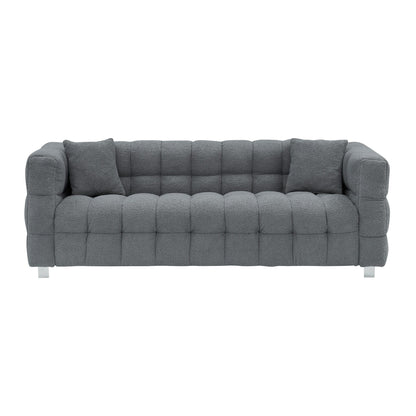 Gray Teddy 3-seater Sofa with Two Throw Pillows