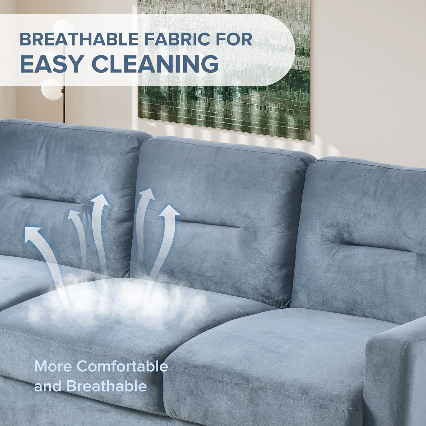 Gray Velvet 3-seater Sofa with Hardwood Frame
