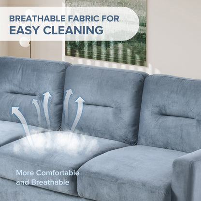 Gray Velvet 3-seater Sofa with Hardwood Frame
