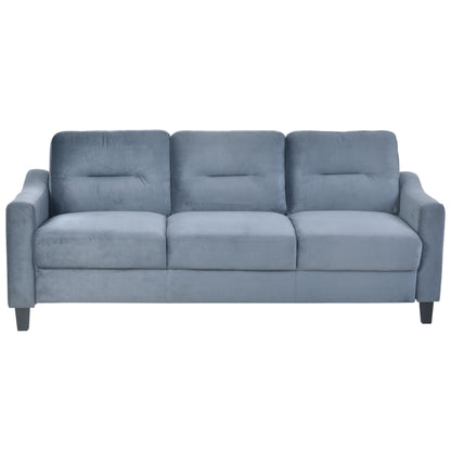 Gray Velvet 3-seater Sofa with Hardwood Frame