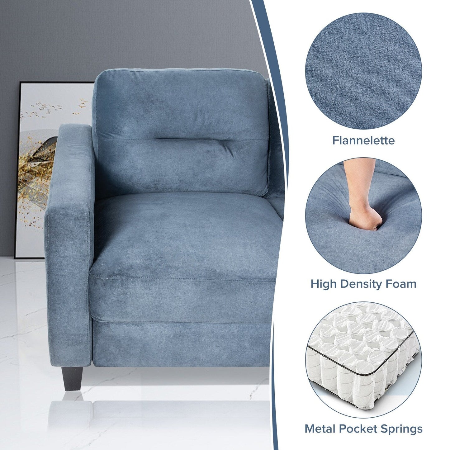 Gray Velvet 3-seater Sofa with Hardwood Frame