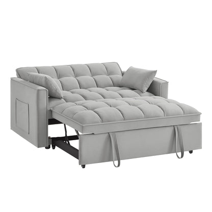Gray Velvet 4-in-1 Pull-Out Loveseat Sofa Bed