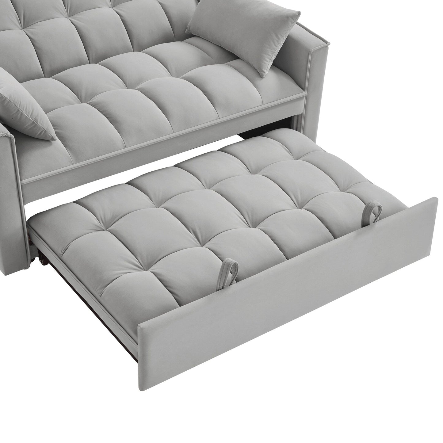 Gray Velvet 4-in-1 Pull-Out Loveseat Sofa Bed