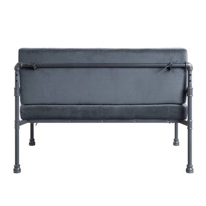 Gray Velvet Button Tufted Loveseat Sofa with Memory Foam Seat Cushion