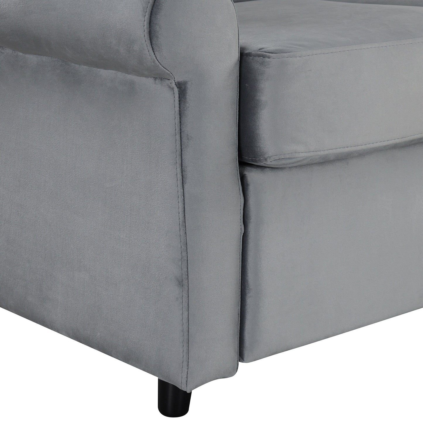 Gray Velvet Loveseat Pull Out Sofa Bed with Mattress Pad and USB Ports