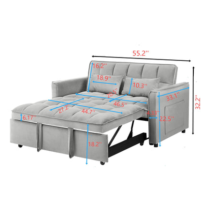 Grayish Loveseat Sofa Bed with Storage Bag