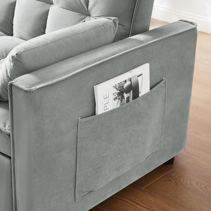 Grayish Loveseat Sofa Bed with Storage Bag