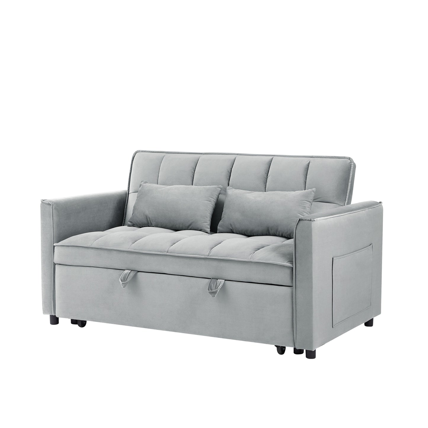 Grayish Loveseat Sofa Bed with Storage Bag