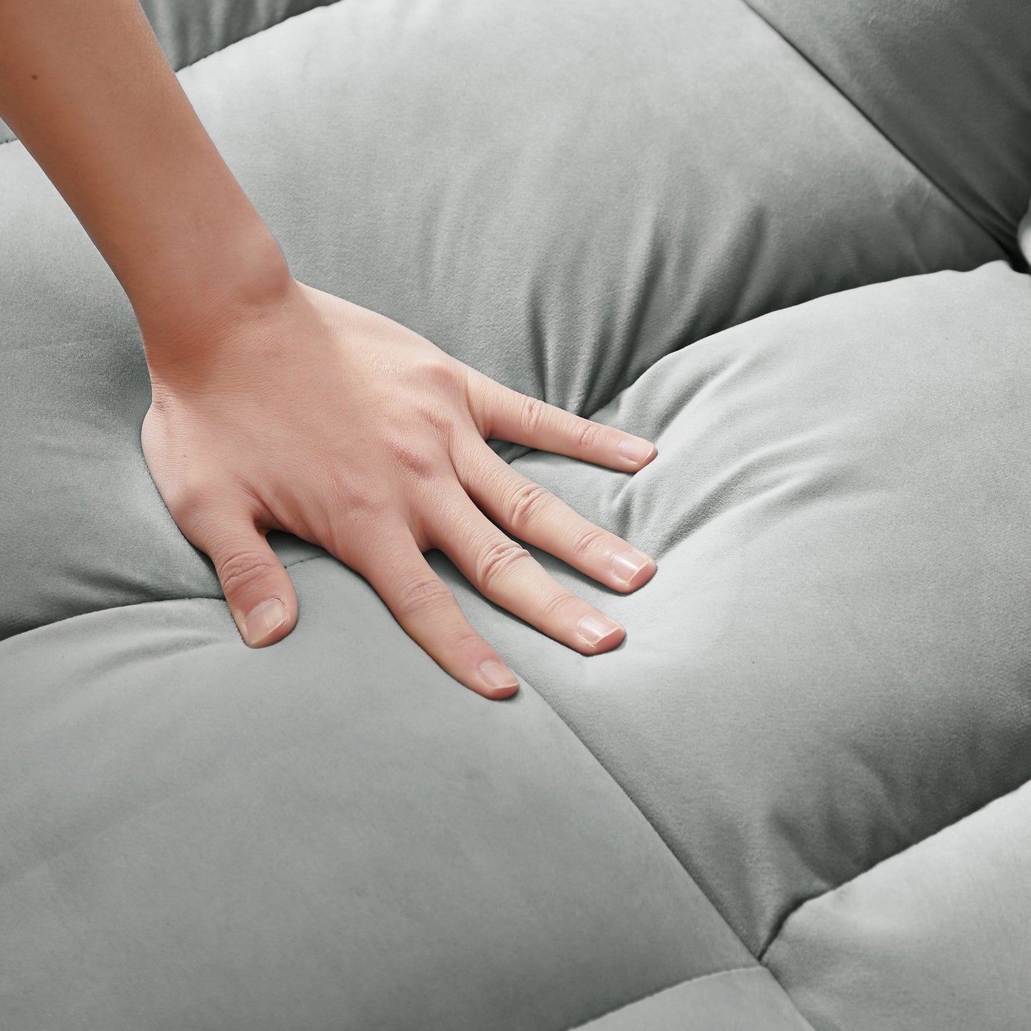 Grayish Loveseat Sofa Bed with Storage Bag