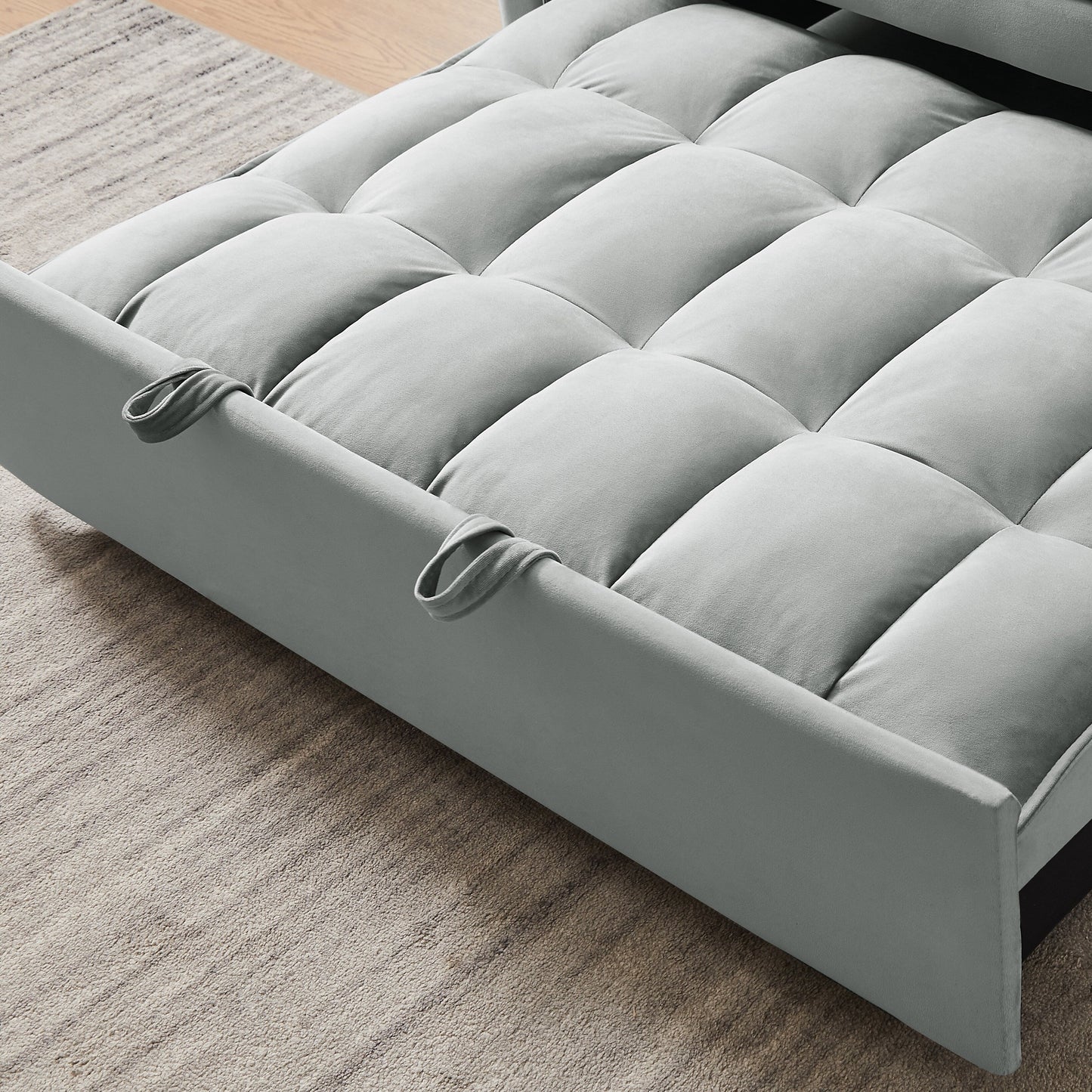 Grayish Modern 55.1 3 in 1 Convertible Loveseat Sofa Bed with Adjustable Back and Storage Bag for Living Room