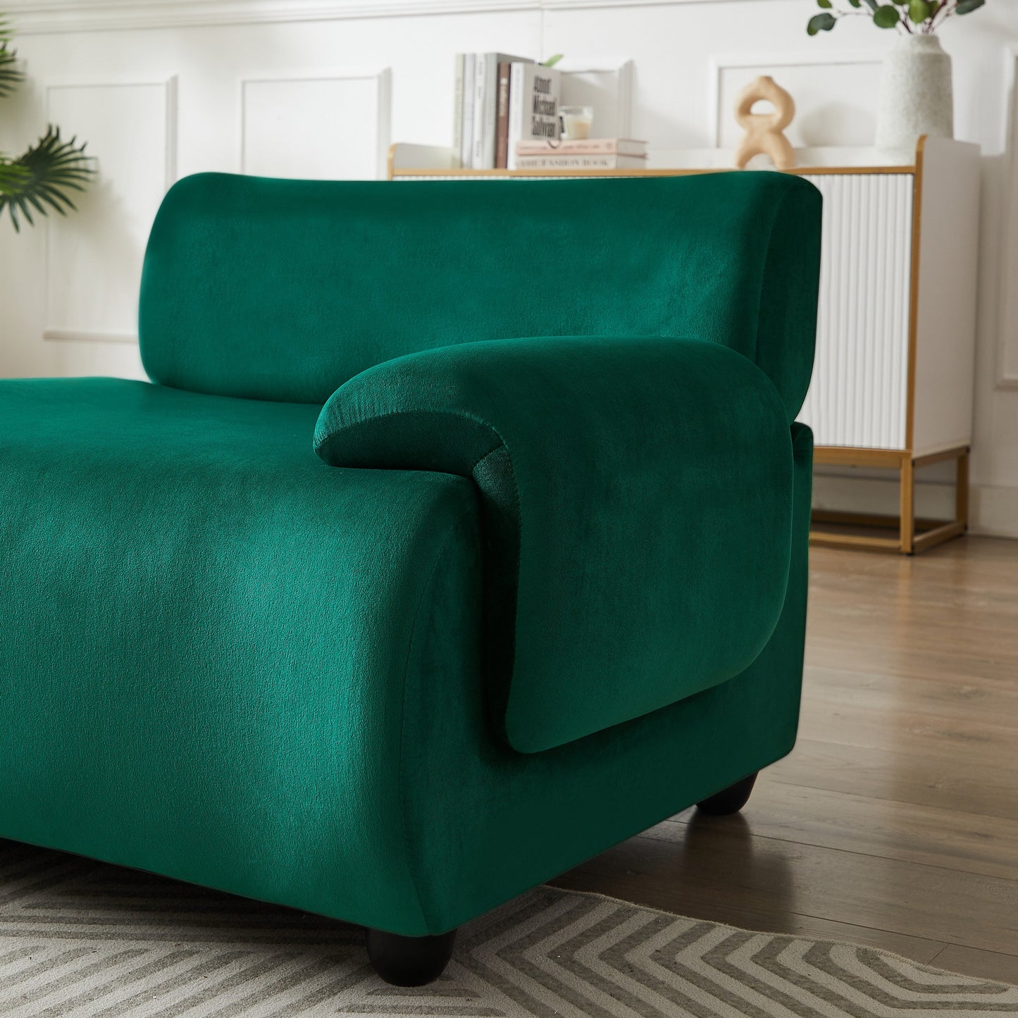 Green 105 Large 3 Seater Modular Sectional Sofa, with Movable Ottoman, Deep Seat Cloud Sofa, Solid Wood Frame
