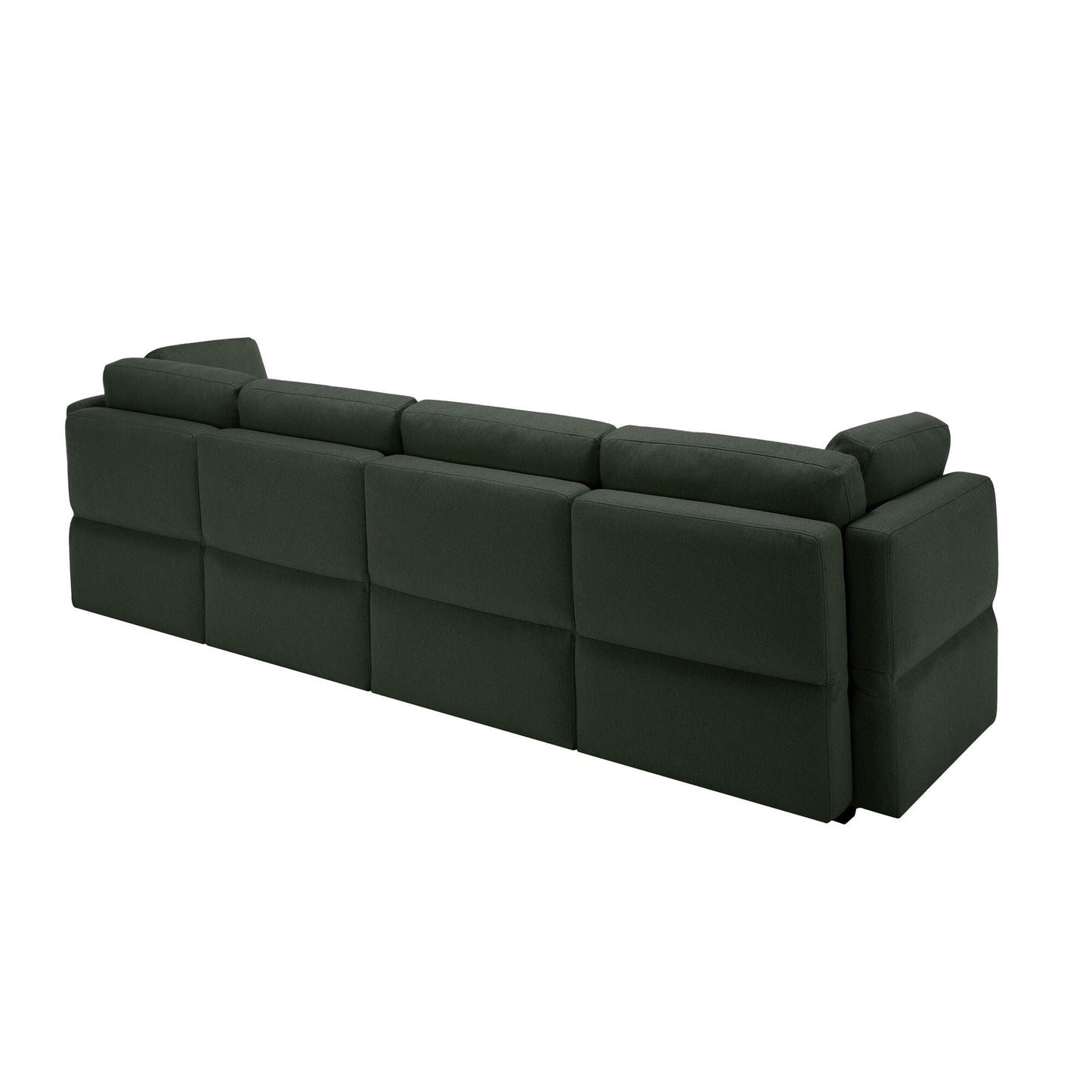 Green 113.8'' Polyester 4 Seater Modular Sectional Sofa Couch with Storage, Customizable, Adjustable Arms and Backs