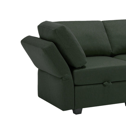 Green 113.8'' Polyester 4 Seater Modular Sectional Sofa Couch with Storage, Customizable, Adjustable Arms and Backs