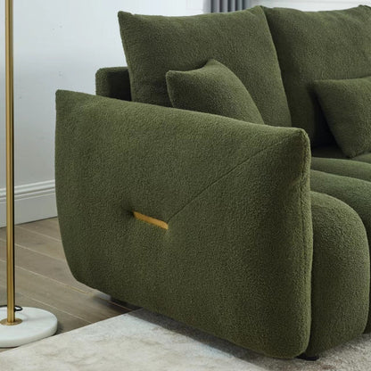 Green 82 Teddy Upholstered 3-seater Sofa with 3 Back Pillows and Solid Wood Frame for Living Room