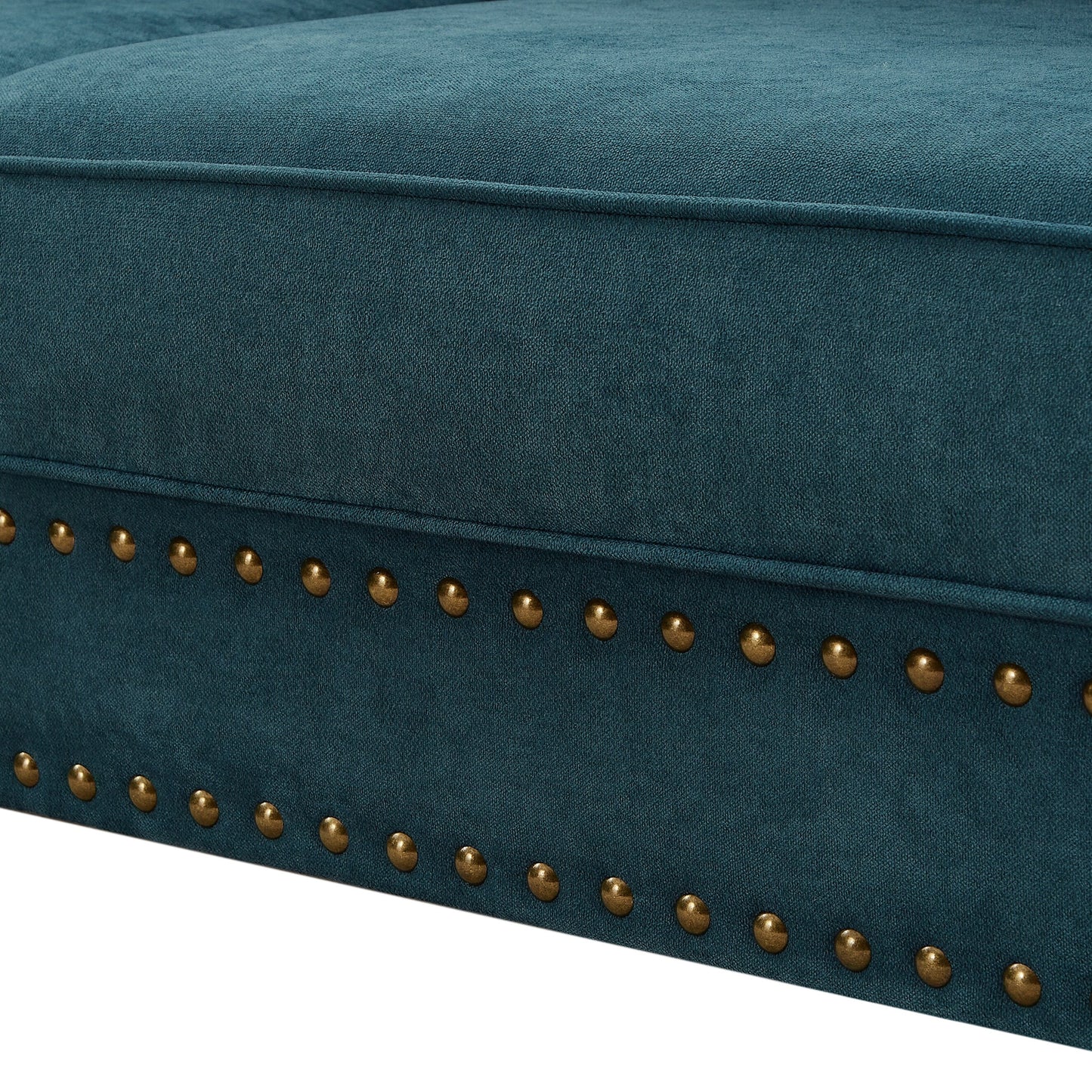 Green 82Modern Chenille 3 Seater Sofa Couch, with Brown Legs, 2 Pillow and Removable Cushions, Back