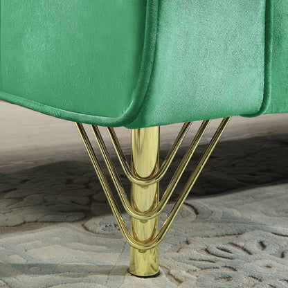 Green 86.61 Velvet 3-seater Sofa with Pillows and Gold Finish Metal Leg for Living Room