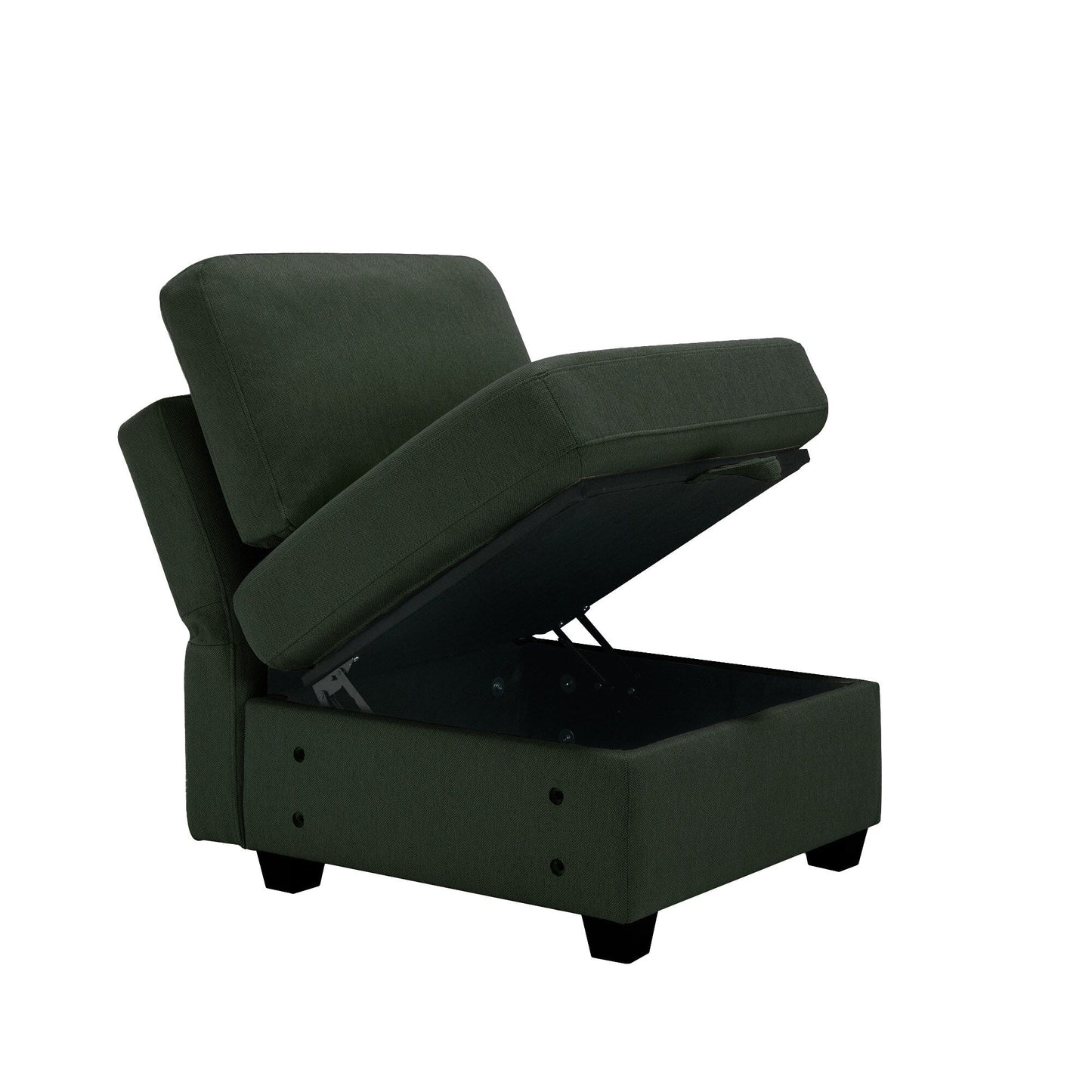 Green 87.9'' 3-Seater Modular Sofa with Adjustable Backrests, Storage Seats, and Tufted Cushion Design