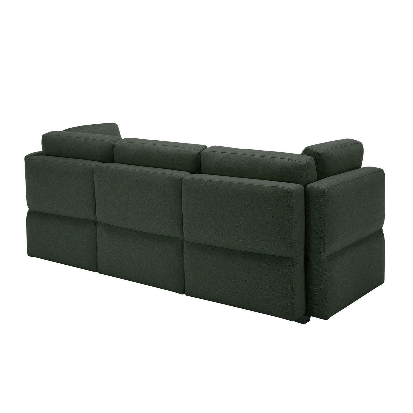 Green 87.9'' 3-Seater Modular Sofa with Adjustable Backrests, Storage Seats, and Tufted Cushion Design
