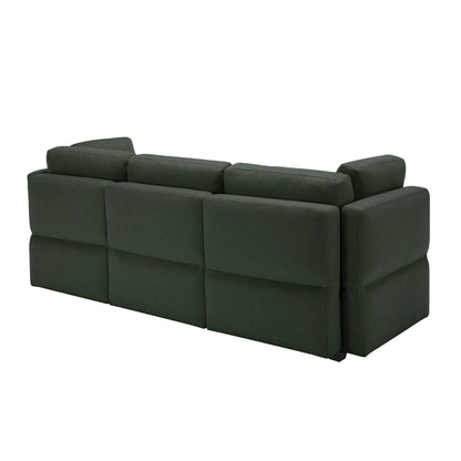 Green 87.9'' 3-Seater Modular Sofa with Adjustable Backrests, Storage Seats, and Tufted Cushion Design