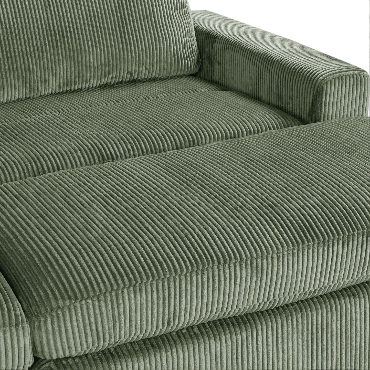 Green 90'' Polyester 2-Seater Sofa with Removable Back Cushions and Detachable Ottomans