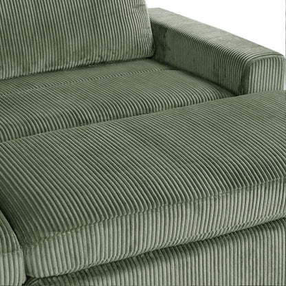 Green 90'' Polyester 2-Seater Sofa with Removable Back Cushions and Detachable Ottomans