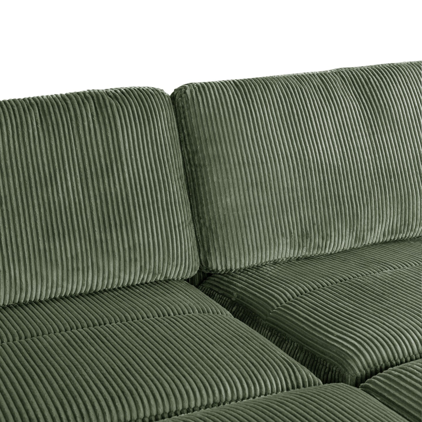 Green 90'' Polyester 2-Seater Sofa with Removable Back Cushions and Detachable Ottomans