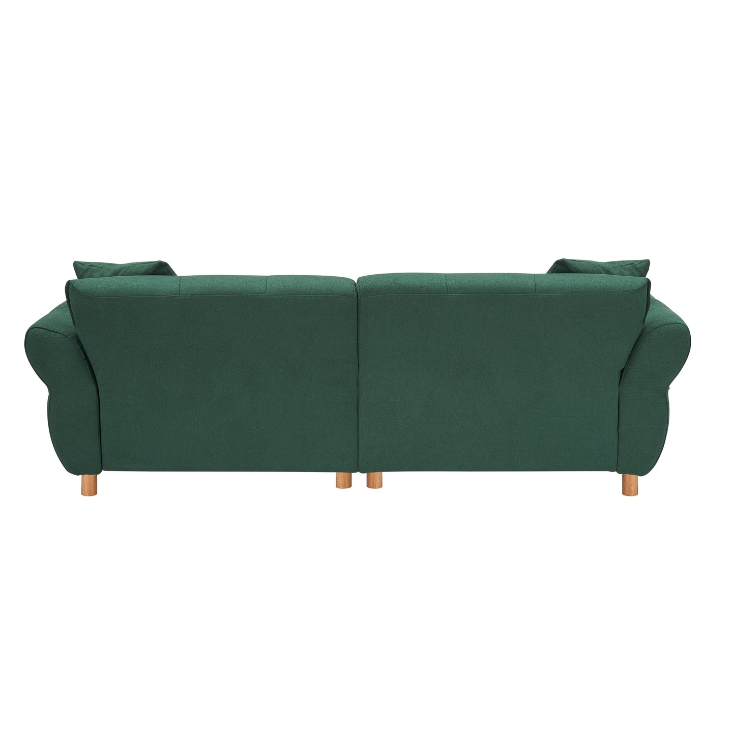 Green 93.70 Teddy Fabric Upholstered 3-seater Sofa with Two Matching Pillows for Living Room