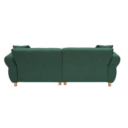 Green 93.70 Teddy Fabric Upholstered 3-seater Sofa with Two Matching Pillows for Living Room